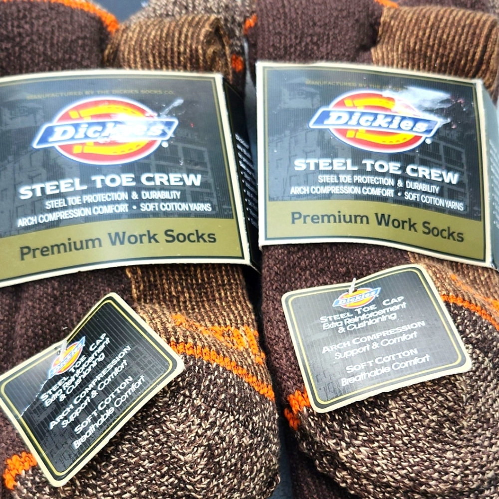 2 packs dickies steel toe arch support ( thick) socks khaki Work socks